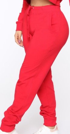 fashion nova red French terry joggers