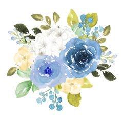 png of blue/white/yellow flowers