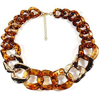 Amazon.com: "Curb Appeal Tortoise Shell" Acrylic Curb Chain Necklace, 15-20 Inches: Jewelry