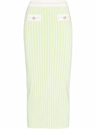 Alessandra Rich Striped Fitted Midi Skirt - Farfetch