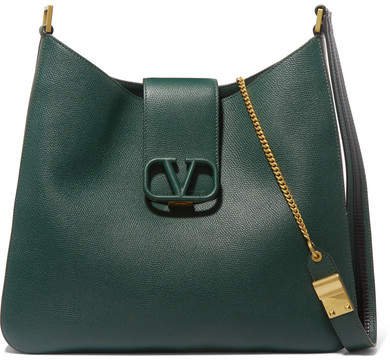Garavani Vsling Textured-leather Shoulder Bag - Green