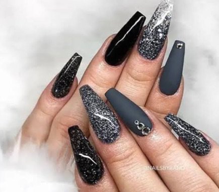 black white and grey nails