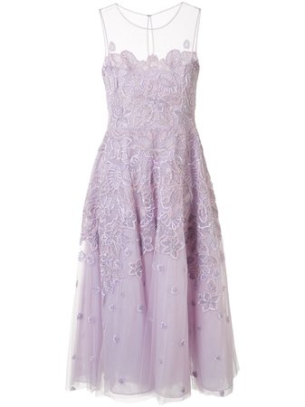 Shop purple Zuhair Murad floral-embellished tulle dress with Express Delivery - Farfetch