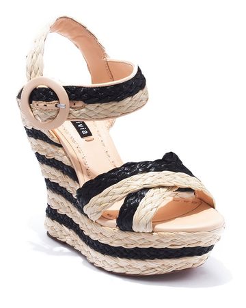 Alice + Olivia Josiey Raffia Wedge Sandals | Neiman Marcus