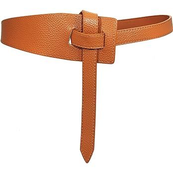 Glamorstar Women Leather Belts Vintage Irregular Waist Belt for Dresses Tie Knot Waistband Belt Brown 105CM/41.3IN at Amazon Women’s Clothing store