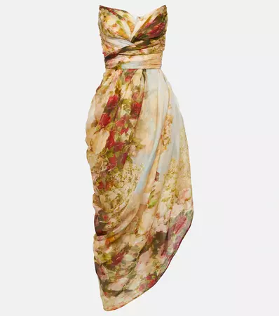 Luminosity Linen And Silk Midi Dress in Multicoloured - Zimmermann | Mytheresa