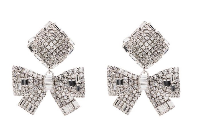 Alessandra Rich Crystal-Embellished Bow Drop Earrings