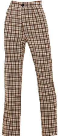 checked brown trousers