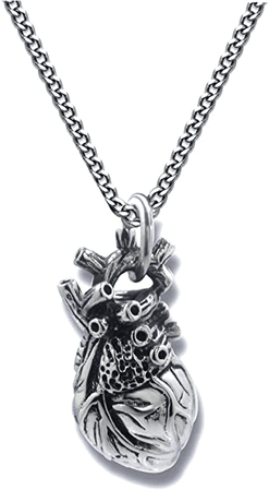 silver anatomical heart necklace