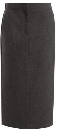 Elasticated Back Wool Blend Skirt - Womens - Grey