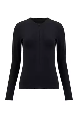 Rallie Long Sleeve Zip Top Black | French Connection US