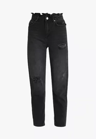 Miss Selfridge MOM FRILL - Relaxed fit jeans - washed black - Zalando.co.uk