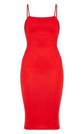 Red Strappy Midi Dress | Dresses | PrettyLittleThing