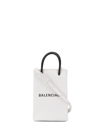 Shop white Balenciaga shopping phone bag on strap with Express Delivery - Farfetch