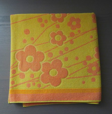 Vintage Beach Towel by Ipanema As Is Yellow and Orange Mod | Etsy