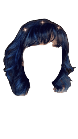 short dark blue hair with bangs