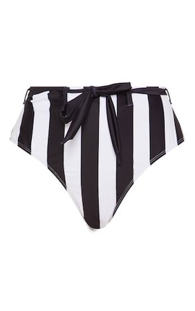Black & White Stripe Bikini Bottom | Swimwear | PrettyLittleThing