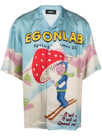 EGONlab. illustration-print short-sleeve shirt