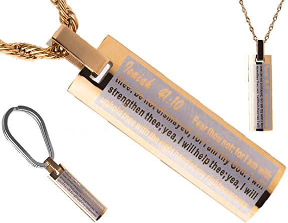 Amazon.com: HEI Christian Isaiah Bible Verse Pendant & Necklace | Key Ring Tag | Free Gold Rope Chain Gift: Jewelry