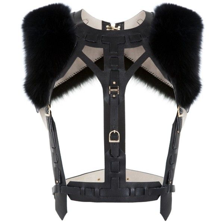 fur leather harness