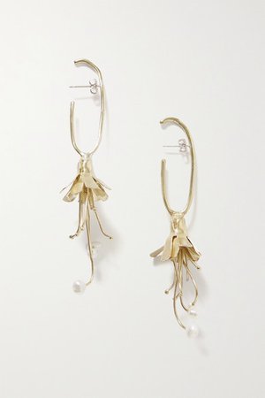 STVDIO | Fuchsia gold-tone pearl earrings | NET-A-PORTER.COM