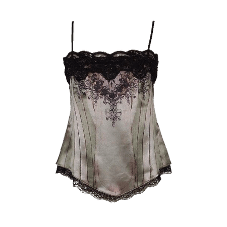 gray muted green goth corset tank top black lace lacy gothic