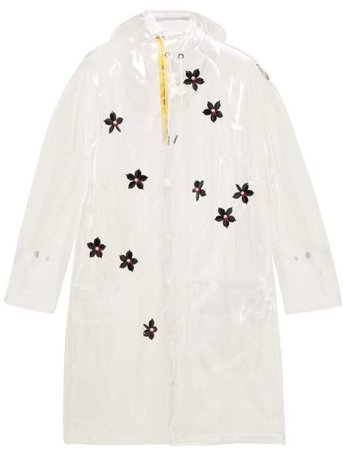 4 Moncler Perspex Flower Transparent Hooded Parka - Womens - Clear