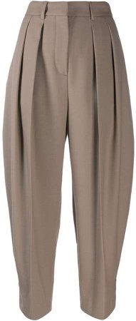 high-waisted pleated balloon trousers