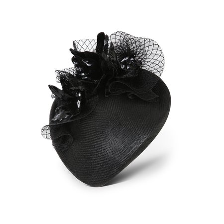 Heart Shaped Cocktail Hat with Leather Orchid | Jane Taylor London