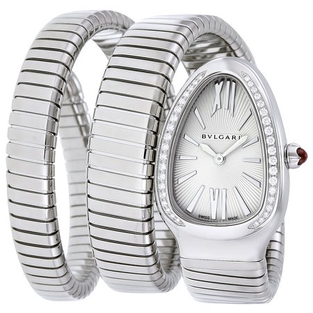 Bvlgari Serpenti Tubogas Silver Opaline Dial Quartz Ladies Watch 101910 - Serpenti - Bvlgari - Watches - Jomashop