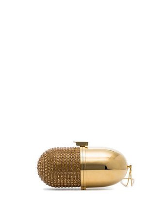 Marzook Gold crystal-embellished Pill Clutch Bag - Farfetch