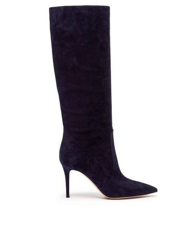 Slouchy 85 Knee High Suede Boots - Womens - Navy