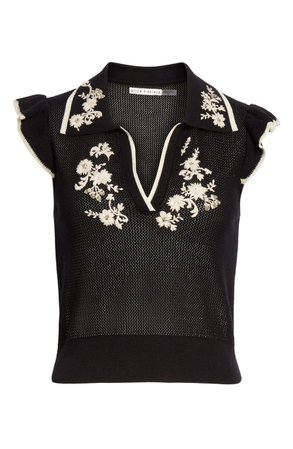 Alice + Olivia Igby Embroidered Sweater | Nordstrom