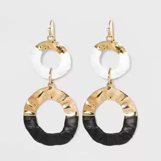 Gold Molten Metal Wrapped Drop Earrings - A New Day™ Black : Target