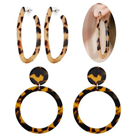 Amazon.com: ALEXY Women's Mottled Hoop Earrings Bohemia Acrylic Resin Hoops Stud Earrings (F: 2PCS Set 1): Jewelry