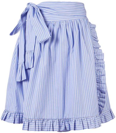 striped ruffle-trimmed skirt