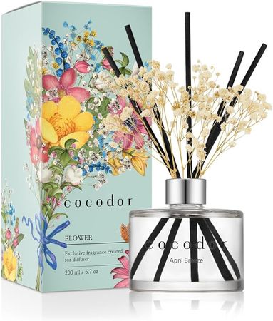 Amazon.com: COCODOR Preserved Flower Reed Diffuser/April Breeze/6.7oz/1Pack/Home Fragrance Scent Essential Oil Stick Diffuser for Bedroom Bathroom Home Décor : Home & Kitchen