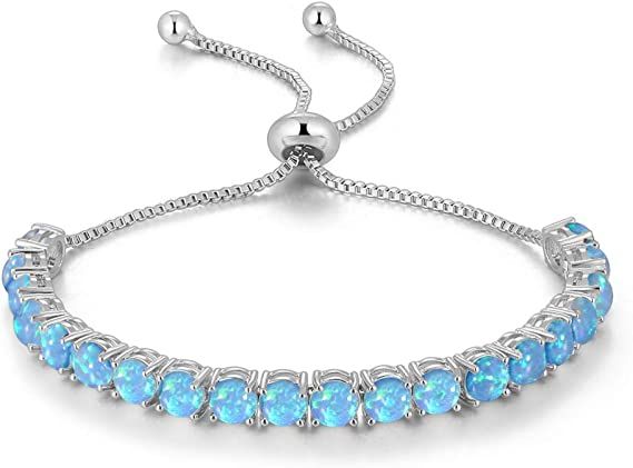 Amazon.com: CiNily Adjustable Silver Plated Blue Opal Tennis Bracelet for women - Fashion Jewelry Gifts: Clothing, Shoes & Jewelry
