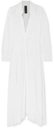 Pleated Gauze Maxi Dress - White