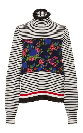 Ruffle And Stripe Turtleneck Sweater by MSGM