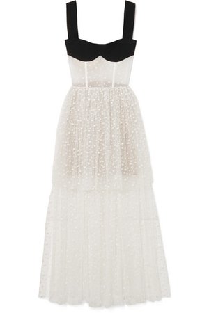 Rasario | Tiered flocked tulle and crepe gown | NET-A-PORTER.COM