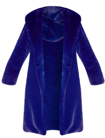 blue faux fur coat