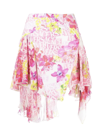 Versace floral print asymmetrical skirt