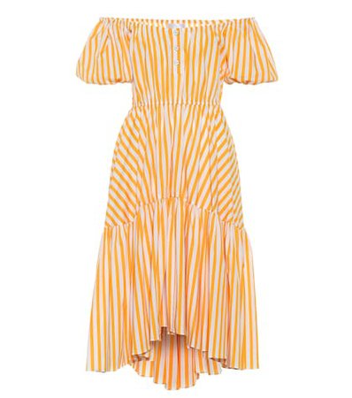 Striped stretch cotton midi dress