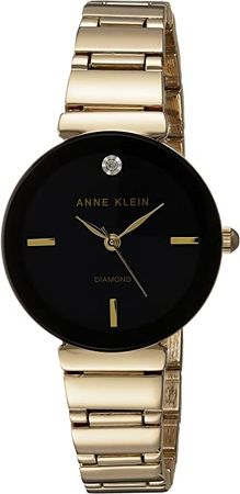Amazon.com: Anne Klein Women's AK/2434BKGB Diamond-Accented Gold-Tone Bracelet Watch : Clothing, Shoes & Jewelry