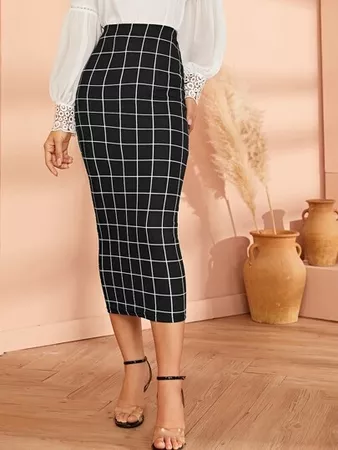 Slit Back Pencil Skirt With Strap | SHEIN USA