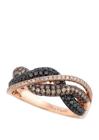 Le Vian® 3/8 ct. t.w. Black Diamonds, 3/8 ct. t.w. Chocolate Diamonds®, and 1/8 ct. t.w. Vanilla Diamonds® in 14K Strawberry Gold® Ring | belk