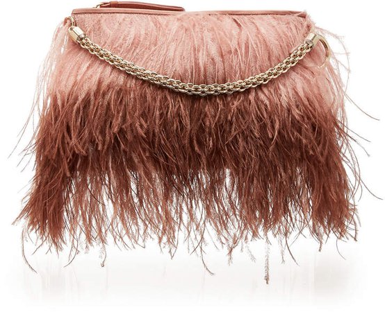 Callie Leather And Feather Top Handle Bag