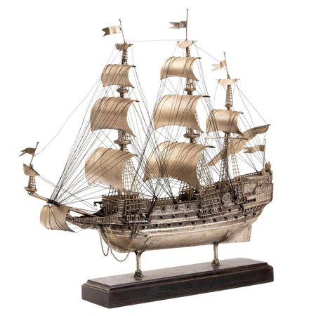 Vintage Silver Model of Sailing Ship "HMS ROYAL", Early 20th Century For Sale at 1stdibs