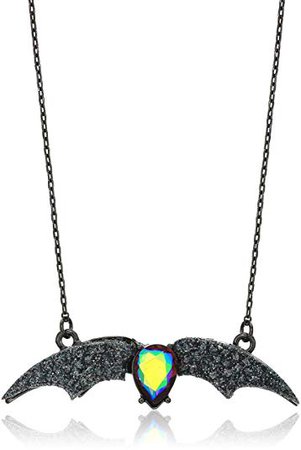 Betsey Johnson "Betsey's Dark Magic" Bat Pendant Necklace and Moon Stud Earrings Set, Black, One Size: Amazon.ca: Jewelry